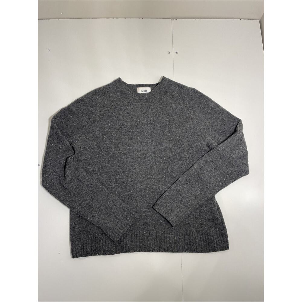Wills Crewneck Knit Sweater Small Wool Gray Speckled Huckberry